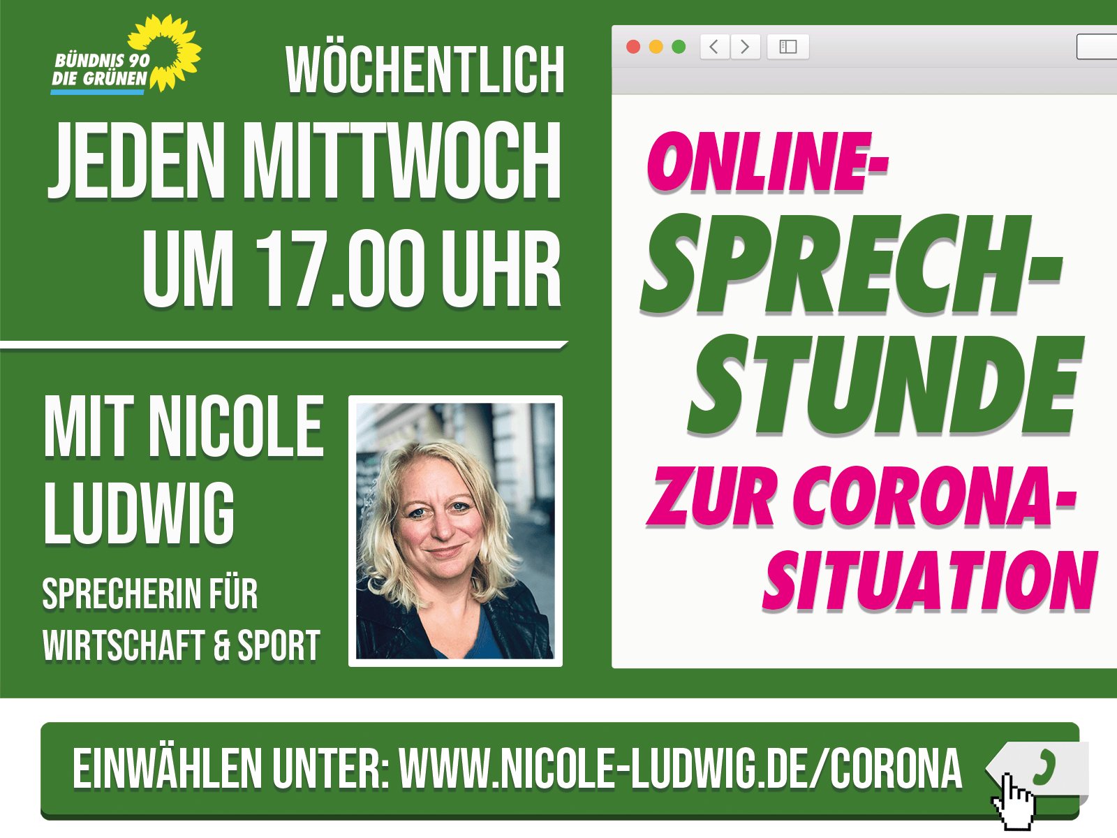 Online CoronaSprechstunde mit Nicole Ludwig Grüne